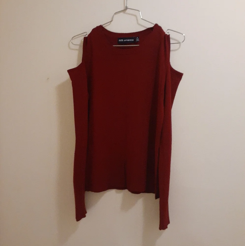 Red Cold Shoulder Sweater